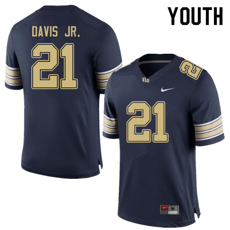 Youth #21 A.J. Davis Jr. Pitt Panthers College Football Jerseys Sale-Navy